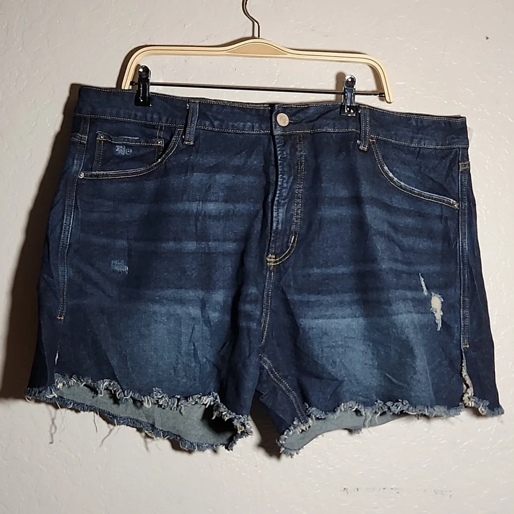 TERRA & SKY 20W DarknWash Distressed Cut Off Shorts